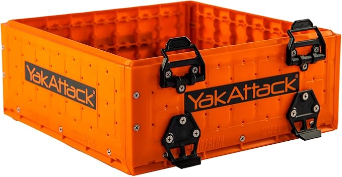 YakAttack ShortStak Upgrade Kit for BlackPak Pro | 13" x 13" – Orange | Stackable Kayak Crate Add-On with GridLoc Panels, Hinges & Latches | Not Standalone | Made in USA