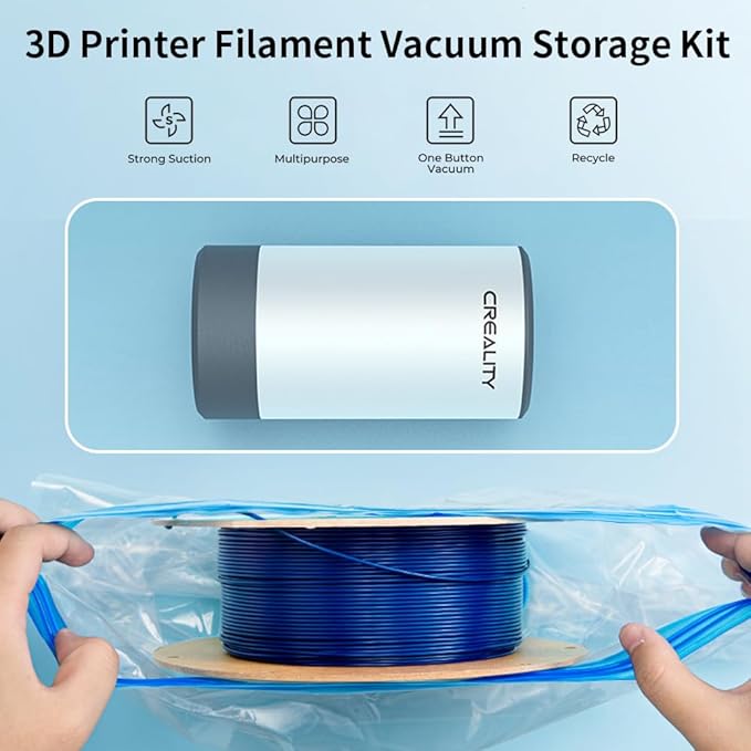 Creality 3D Printer Filament Storage Bags 40 x 40 CM, Large Transparent Sealed Bags with Electric Pump Dust Proof Humidity Resistant Keeping Filament Dry, Reusable Vacuum Storage Bags 8 PCS