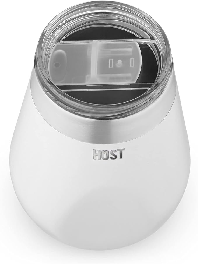 Host Wine Freeze Replacement Lids for Tumblers - Set of 2, Sliding Tab Closure, Travel Cup Lid for Wine Freeze Cooling Cup, Clear