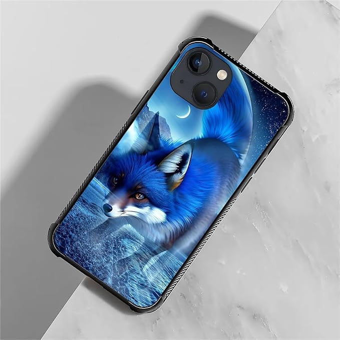 for iPhone 13 Mini Case, Snowy Mountain Fox Lake Pattern Graphic Design Girl Boy Soft Silicone Hard Acrylic Shock Protection for iPhone 13 Mini