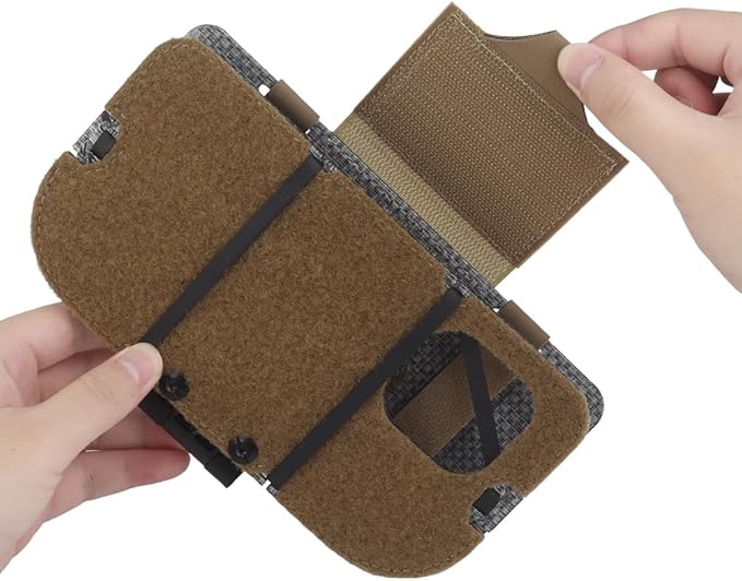 Airsoft Plate Carrier Accessory Molle Phone Mount Outdoor Lightweight Navigation Board for 15Pro, Wide Angle Foldable Phone Holder Chest Rig Hovering Tactical Vest Mount