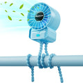 multifunctional USB rechargeable portable stroller small fan 4 speed 6600rpm high speed mini small handheld cooling fan extended flexible tripod for desktop wrap crib bike treadmill car kids gift