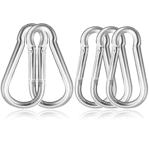 5 Pack 5.5" Heavy Duty Carabiner Clips, M14 Sliver Galvanized Steel Spring Snap Hooks, Rust-Resistant Keychain Clips for Hammock, Camping, Hiking, Fishing, Swing Set