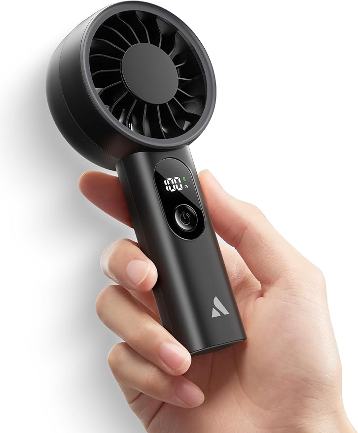 Aecooly Mighty Portable Fan, Powerful Handheld Fan, USB Rechargeable [10H Max Cooling Time], Mini Personal Battery Powered, Pocket for Travel, Summer, Gifts for Women, Girls -Black