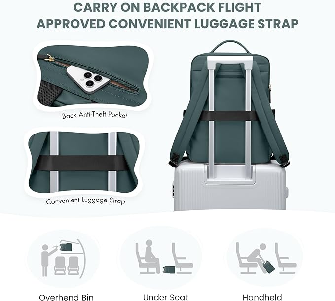 Laptop Backpack for Women, Work Business Traval Computer Backpacks with Laptop Compartment Waterproof Casual Daypack for Travel College,16Inch,DarkGreen