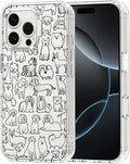 MOSNOVO Case for iPhone 16 Pro Max, [Buffertech 6.6ft Military-Grade Drop Protection] [Anti Peel Off Tech] Clear TPU Bumper Phone Case Cover Design - Doodle Dog