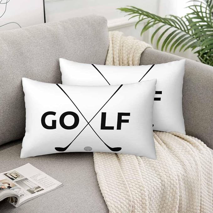 Black Golf Clubs Pillow Covers 12 X 20 Sports Themed Decor Symbol Golf Set of 2 Pillow Cases Velvet Outdoor Throw Cushion Pillowcases Decorative for Home Bed Sofa Couch Hotel