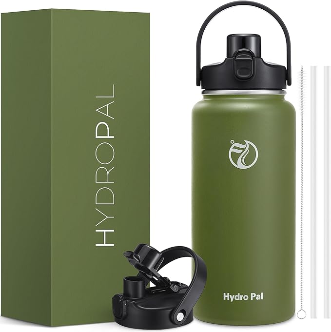 64oz Half Gallon Insulated Water Bottle with 2-in-1 Lid (Chug & Straw), Double Walled Vacuum Stainless Steel Water Bottles, Wide Mouth Leakproof Insulated Jug with Straw