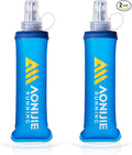 AONIJIE Running Water Bottle 2PCS 250ml/8.5oz Soft Flask TPU Collapsible Water Bottles, BPA-Free Foldable Leak-Proof Bottle for Hydration Pack, Running Vest, Hiking & Cycling