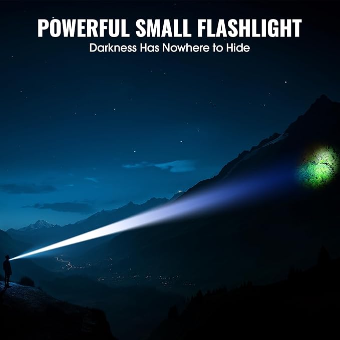 Rechargeable Tactical Flashlights, High Lumens Small Mini USB-C LED Flashlight, Compact EDC Flash Light, 4 Modes&Memory Function, Waterproof Pocket Lights for Home,Camping,Emergency (2, Purple)