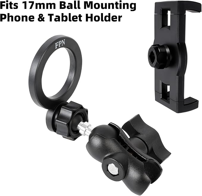 1" to 17mm Ball Adapter with 2.36" Short Double Socket Arm, Compatible with RAM B Size Mounts, Suitable for Garmin GPS Mount and 17mm Swivel Ball Mounting Phone Holders