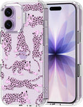 MOSNOVO for iPhone 17 Case | Military Grade 6.6ft Drop Tested | Camera Control | Clear with Pink Leopard Design
