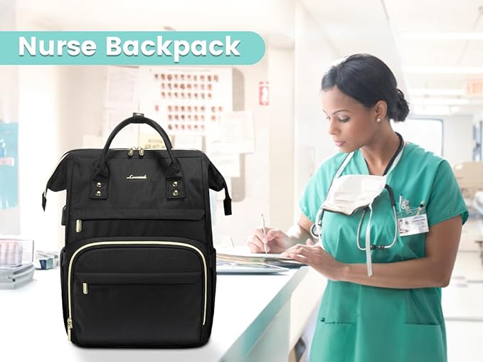LOVEVOOK 17 inch Laptop Backpack Women, Large Travel Computer Back Pack with USB Charging Port, Anti Theft Backpack for Women Teacher Nurse Work, College Business, Black