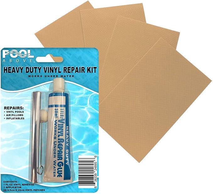 Heavy Duty Vinyl Repair Patch Kit | Vinyl Cement Adhesive Glue and Colored Patches for Inflatables Boat Raft Kayak Air Beds Inflatable Mattress Hole Repair