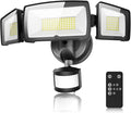 100W LED Security Lights, 11000LM Hardwired Flood Lights with Remote Control, Motion Sensor Outdoor Lights, 3 Adjustable Heads, IP66 Waterproof, Dusk to Dawn Outdoor Lighting for Yard Garage