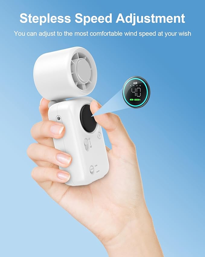 Handheld Turbo Fan with Ice Cooling, High Speed Personal Fan, Neck Fan Rechargeable Battery Up to 20H, Mini Pocket Fan for Outdoor Work, Office Desk, Home Watching Game, Travel, Beach Gifts