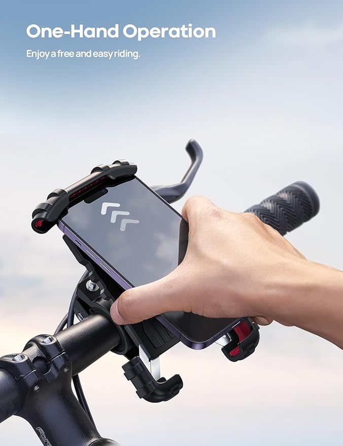 Lamicall Bike Phone Holder, Motorcycle Phone Mount - Motorcycle Handlebar Cell Phone Clamp, Scooter Phone Clip for iPhone 14 Plus/Pro Max, 13 Pro Max, S9, S10 and More 4.7" - 6.8" Smartphones, Red