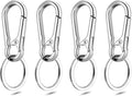 CooBigo 4Pack Small Keychain Rings, Metal Key Carabiner Clip, Mini EDC Key Ring Chain Holder Organizer for Purse Charm Hook, Car Keychain, Paracord Keychain Lanyard, Men and Women Key Fob (Silver)