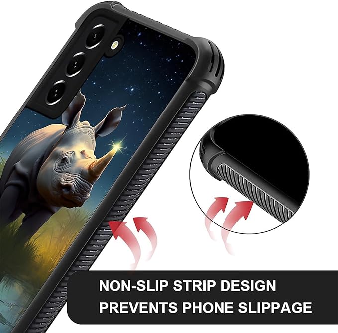 for Samsung Galaxy S22 Case, Rhino Water Marshes Pattern Graphic Design Girl Boy Soft Silicone Hard Acrylic Shock Protection for Samsung Galaxy S22