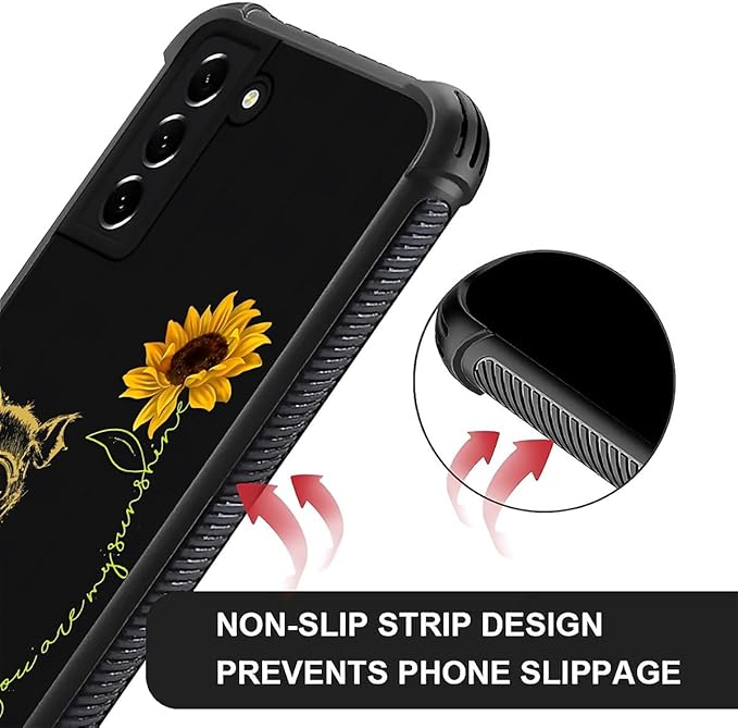 for Samsung Galaxy S21 FE Case, Pig Sunflower Yellow Sunshine Pattern Graphic Design Girl Boy Soft Silicone Hard Acrylic Shock Protection for Samsung Galaxy S21 FE