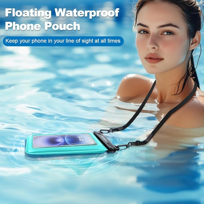 [Up to 8.5''] Waterproof Phone Pouch Floating 2 Pack, IPX8 Double Space Waterproof Phone Case with Lanyard for iPhone 17 16 15 Pro Max, Galaxy S26 Ultra, Cellphone Dry Bag Beach Cruise Ship Essentials