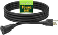 Indoor Outdoor Extension Cord 10 FT, 16/3 SJTW Weatherproof Black Electrical Cords, 13 AMP Heavy Duty 3 Prong Power Cable Great for Garden, Landscaping & Holiday Decorations