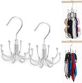 Rotatable Belt Hanger & Closet Organizer, 2 Pack - 48 Storage Capacity, 360° Swivel Hooks, Heavy-Duty Metal Holder for Bras, Tops, Ties, Scarves