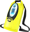 FELICON Solar/Battery Multi-Functional Backpack with Bluetooth Speaker,IP66 Waterproof Dry Bag,Heavy Duty Roll Top Closure,Large Capacity Bag for Camping,Hiking,Traveling (Neon Yellow 10L)