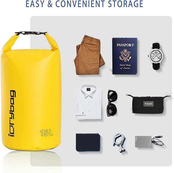 IDRYBAG Dry Bag for Kayaking Waterproof 2L/5L/10L/15L/20L, Small Dry Sack Waterproof Bag for Boating