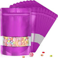 4.7"x7.8" 120pcs Mylar Bags for Food Storage,Smell Proof Bag with Matte Window Resealable Food Storage Bags for Small Business, Stand-up Foil Pouch Packaging Freeze Dried Candy Bag(Purple)