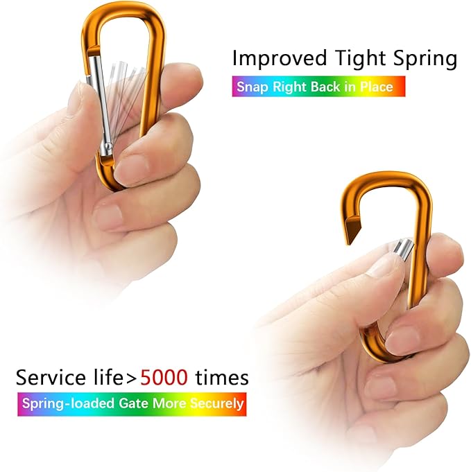 sprookber 2.28" Small Carabiner Clip Keychain, D Ring Caribeaner Clip, Key Clip Caribeener Multipurpose, Set of 20 Pack