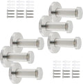 Wall Hooks Heavy Duty Coat Hooks Stainless Steel Clothes Hanger for Hanging Bathroom Towels Handbag Silver 2-inch Length with 16mm Shank Dia - Pack of 6
