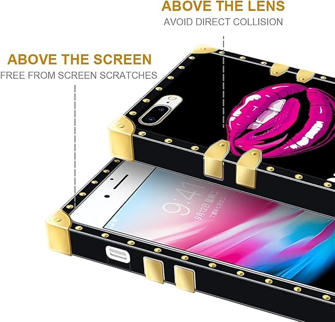 Compatible with iPhone 8 7 SE Case, Black White Red Slap Sexy Luxury Golden Decoration for Girl Women Soft TPU Shockproof Protective Hard PC Back for iPhone 8 7 SE