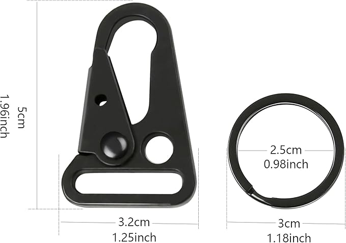 12 Sets Tactical Snap Hooks, 1" Small Keychain Clip with Metal Key Ring for Molle Bags,Paracord Bracelets,Use for Camping,Hiking,Traveling,Outdoor Activity