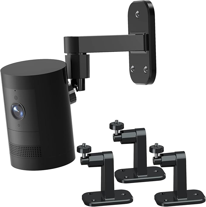 3Pack Camera Wall Mount,Compatible with R-ing Stick Up Cam Battery/Outdoor Cam Plus/Plug-in/Pro/Indoor Cam(1st Gen),360 Degree Adjustable No Drilling Mount for Outdoor Indoor Cameras,Black