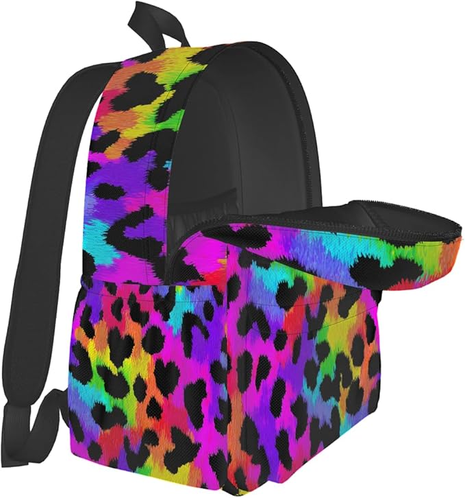 cfpolar 17 Inch Backpack Rainbow Leopard Animal Laptop Bag Shoulder Bag School Bookbag Casual Daypack For Boys Girls,A-14