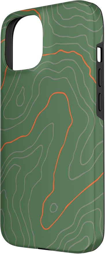 Backcountry Topo Guide Orange Lines Topographical Map Case for iPhone 15