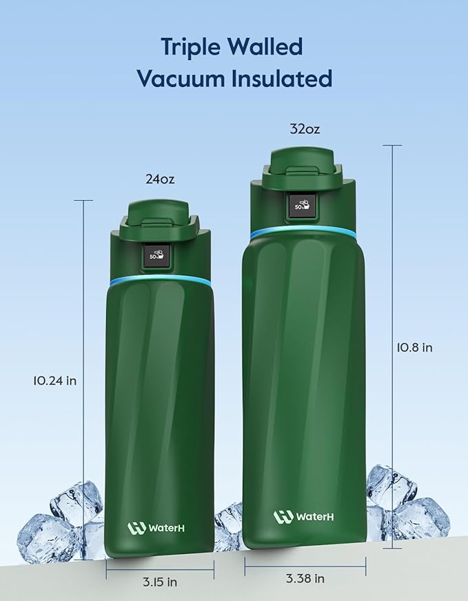 BOOST Smart Water Bottle with Reminder & Tracker, Double Wall Vacuum Insulated Bottles Stainless Steel, 32oz BPA-Free Wide Mouth for School, Gym, Office, Ideal for Mother's Day