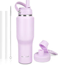ABOTOCUP 32oz Insulated Water Bottle, Fit in Any Car Cup Holder, Water Bottle with Straw Lids, Stainless Steel Insulated Water Flask Double Wall Leak-proof BPA Free to Keep Cold&Hot