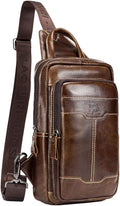 Leather Sling Bag Backpack Daypack Handbag for Men Women Outdoor Travel Camping Fishing Hunting Hiking Crossbody Shoulder Chest Pack Bags