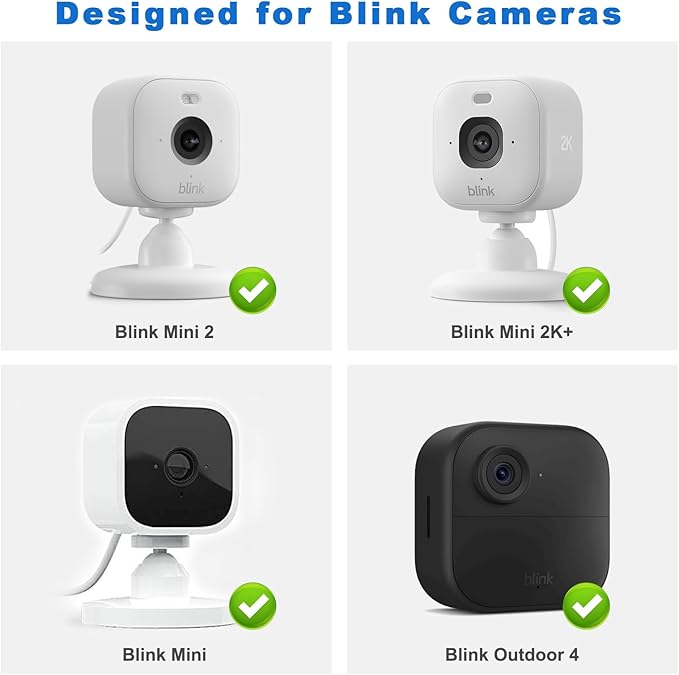 Blink Mini 2 Camera Mount, No Drilling Wall Mount Compatible with Blink Mini 2K+/Outdoor 4 Cameras, Adhesive Holder for Indoor Outdoor Camera, White, 3 Pack
