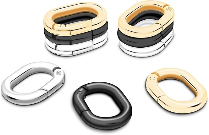 12Pack 3/4 Inch Small Oval Keyring, Metal Tiny Carabiner Spring Snap Hooks Clip for Paracord Keychain Lanyard, Car Key Rings, Pets Collar Buckles, Purse Keychain Replacement (Assorted)