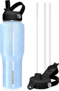 SENDESTAR 32oz Stainless Steel Water Bottle(Cold for 48 Hrs, Hot for 24 Hrs),Double Wall Vacuum Insulated Bottle with Straw Lid, Spout Lid and Flex Cap, Fit in Any Car Cup Holder,Laser Blue