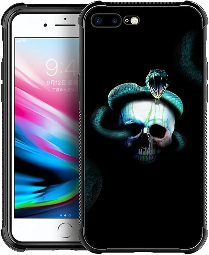 for iPhone 7/8 Case, Skeleton Winding Snake Pattern Graphic Design Girl Boy Soft Silicone Hard Acrylic Shock Protection for iPhone 7/8