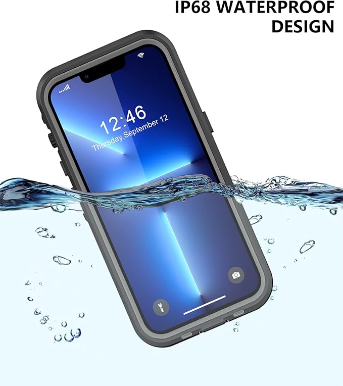 Protebox for iPhone 13 Pro Waterproof Case with Built-in Screen Protector, Shockproof Dustproof Full Body Protective IP68 Waterproof Phone Case for iPhone 13 Pro 6.1 inch (Black/Clear)