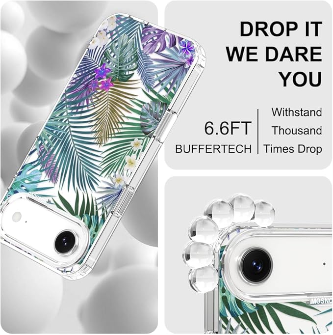 MOSNOVO for iPhone Air Case | Military Grade 6.6ft Drop Tested | Camera Control | Clear with Tropical Rainforests Design