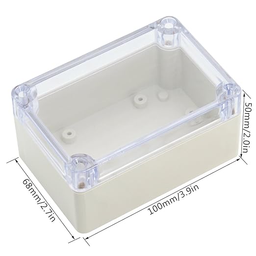 LeMotech ABS Plastic Junction Box Dustproof Waterproof IP65 Electrical Enclosure Box Universal Project Enclosure Grey with PC Transparent Clear Cover 3.9 x 2.7 x 2 inch(100 x 68 x 50 mm)