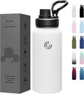 Sports Water Bottle 32oz, Insulated Water Bottle with Handle,Stainless Steel,Simple Modern,Suitable for Travel, School, Boy, Girl(White)