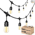 Outdoor String Lights for Outside LED 150 FT Shatterproof Patio Lights with 50 Waterproof Bulbs for Outdoor Backyard Bistro Gazebo Lights, 2-Pack
