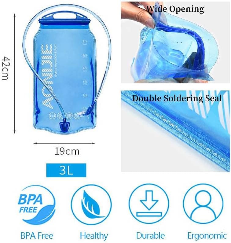 AONIJIE Leakproof Hydration Bladder Water Reservoir, 1L /1.5L/ 2L / 3L Hydration Reservoir, Big Opening, BPA Free for Outdoor Hiking Cycling Running Climbing Trave